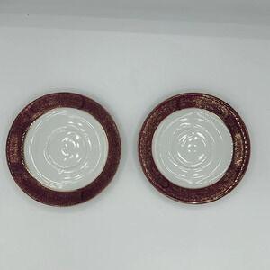 Norcrest Chatillon Saucer Set AB-472 Burgundy & Gold
